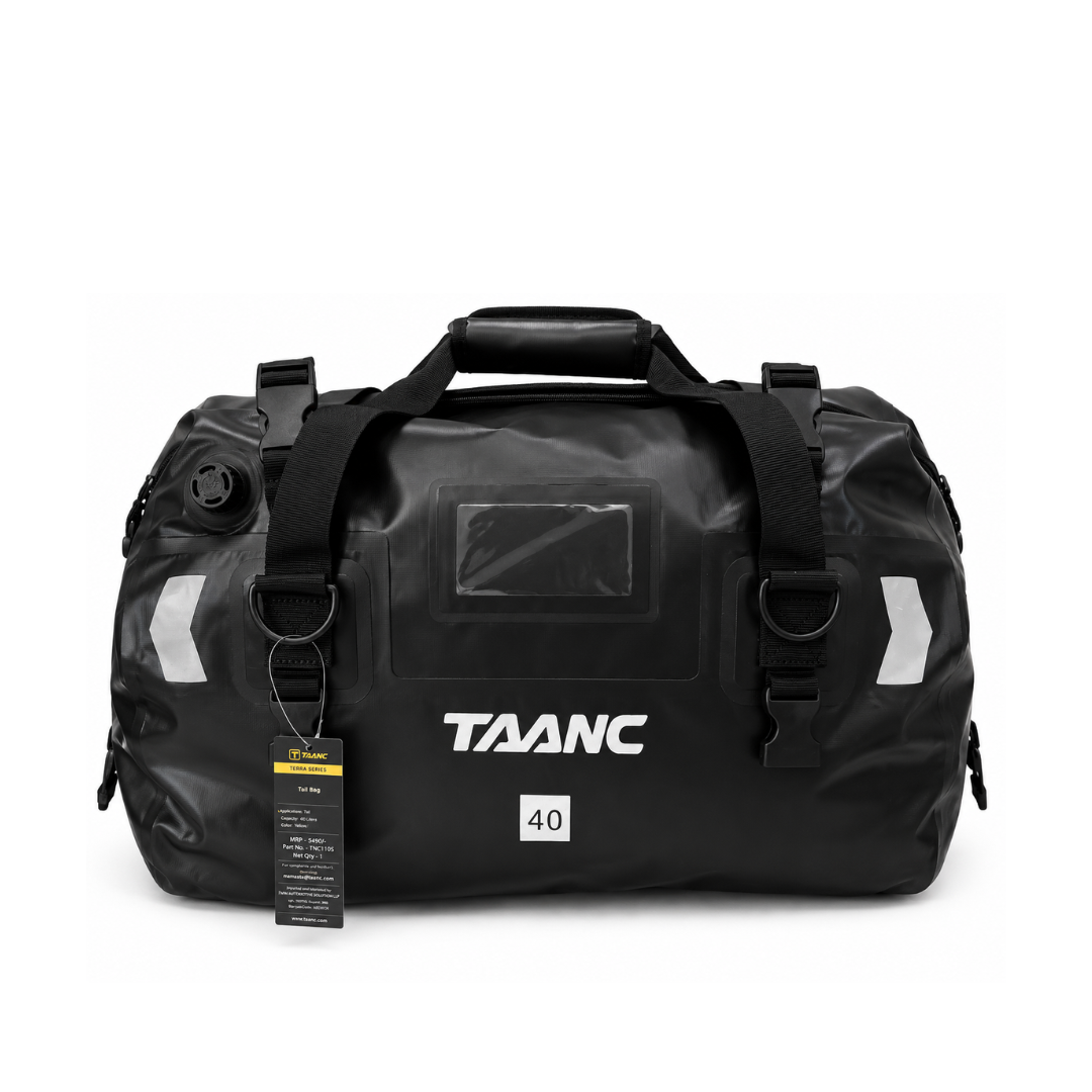 TAANC Terra Series Motorcycle Tail Bag 40L Waterproof Duffel Bag for Adventure Touring, Camping & Cycling – Black