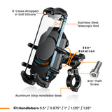 4-Sided Grip Mobile Holder With Anti Vibration Anti Theft Handlebar Mount