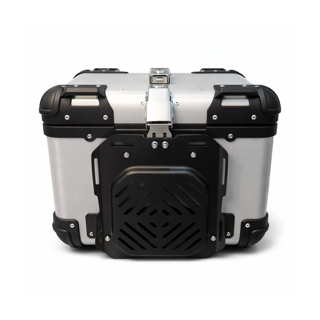 TAANC Urban Arc Top Box – Aero Silver | 45L Aluminium Motorcycle Storage Box with Rounded Design
