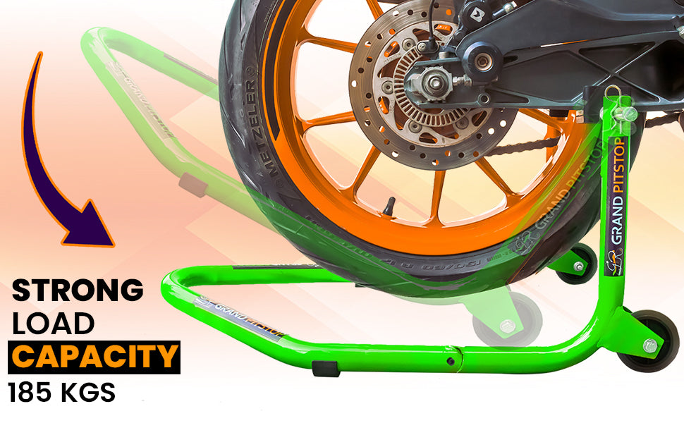 Dismantable Standard Rear Paddock Stand without Skate Wheels - Green - (Bike Wt upto: 185 kgs)