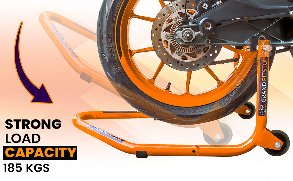 Dismantable Standard Rear Paddock Stand without Skate Wheels - Orange - (Bike Wt upto: 185 kgs)