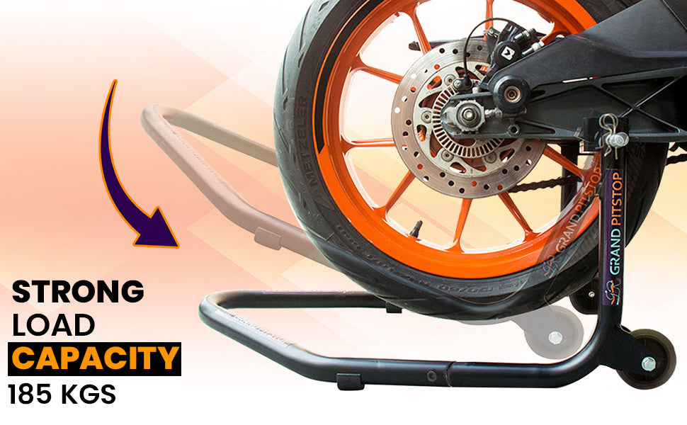 Dismantable Standard Rear Paddock Stand without Skate Wheels - Black - (Bike Wt upto: 185 kgs)