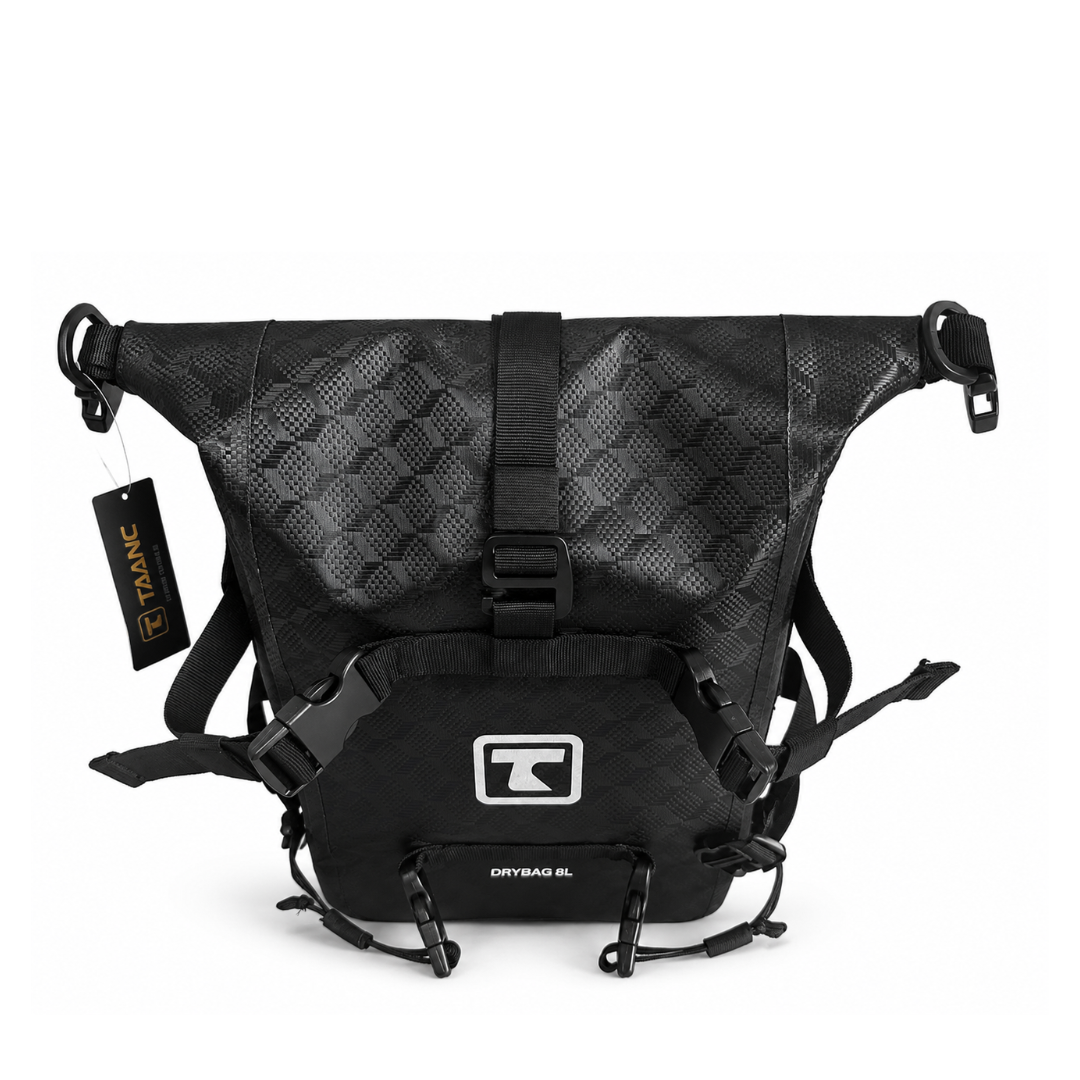 TAANC Terra Series Multi Use Adventure Bag 8L – Waterproof Motorcycle Crash Bar / Tail / Rear Rack Bag Carbon Black