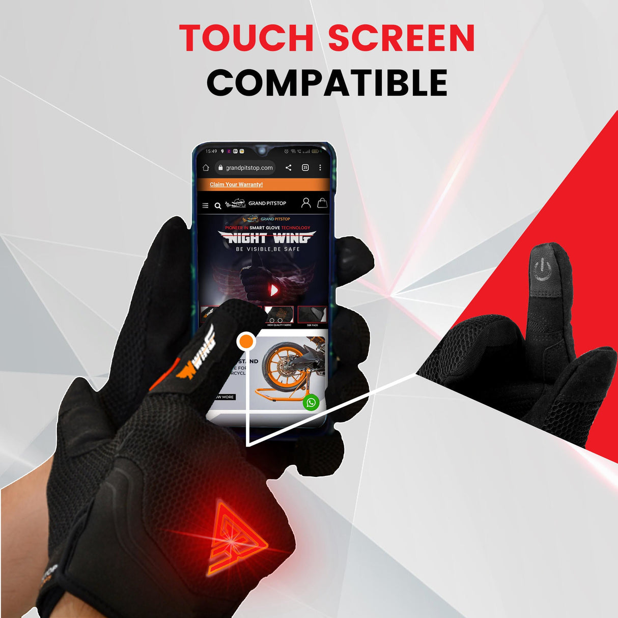 Night Wing Smart Motorcycle Gloves - Black