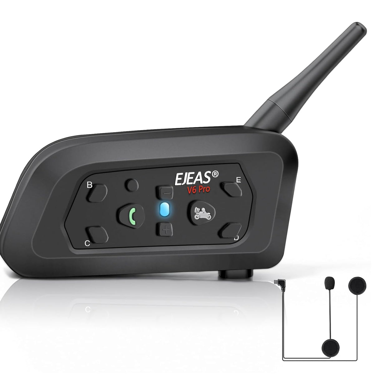 EJEAS V6 Pro + Helmet Intercom Communication System V6 Motorcycle Bluetooth On Ear Headphones Connect Up to 6 Riders 1200M V6 Pro(1 Pack) - 1 YEAR WARRANTY