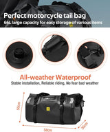 MOTOWOLF | Motorcycle Tail Bag 40L Waterproof | Duffel Bag for Touring Adventure, Camping, Cycling