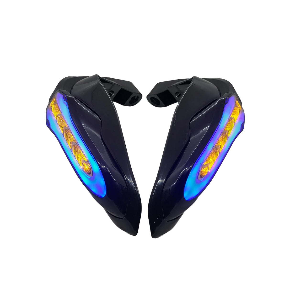 Universal Motorcycle Handguards With Yellow Running LED and Blue COB Light for All Bikes - LIUHJG