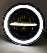 LIU HJG minus headlight with drl 5.75 inches for yamaha rx 100 / rx 135 / Avenger ( white and amber colour )