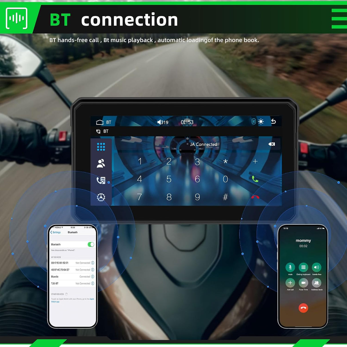 Boltt Pro Quick Release | 6-Inch | Motorcycle CarPlay & Android Auto Screen with TPMS & Voice Control | Wireless Apple CarPlay, Bluetooth, IP68 Waterproof | Universal Fit | M590 - 1 Year Warranty