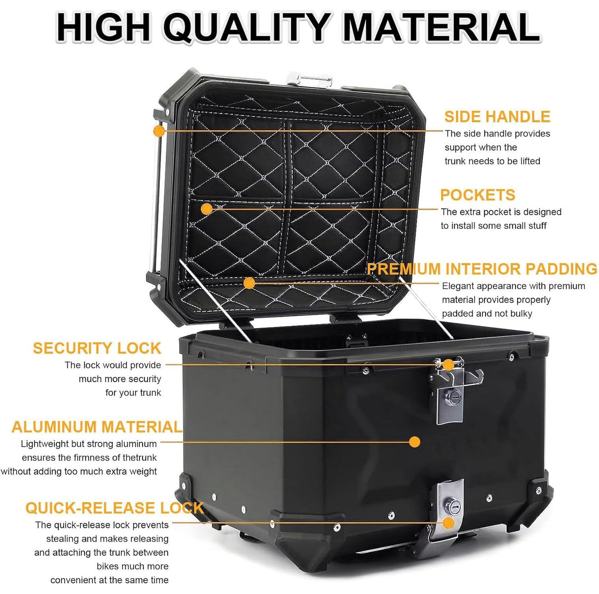 TAANC Nomad Atlas Top Box – Stealth Black | 45L Aluminium MC Motorcycle Touring Storage Box