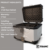 TAANC Nomad Atlas Top Box – Aero Silver | 45L Aluminium MC Motorcycle Touring Storage Box