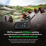 EJEAS V6 Pro + Helmet Intercom Communication System V6 Motorcycle Bluetooth On Ear Headphones Connect Up to 6 Riders 1200M V6 Pro(1 Pack) - 1 YEAR WARRANTY