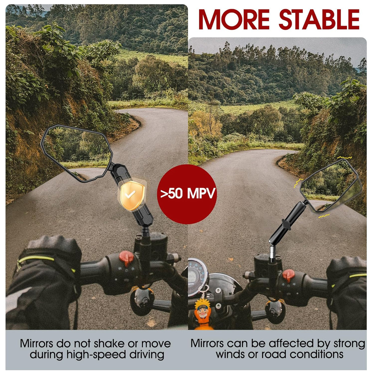 Double adventure 2.0 360 degree rotatable Side Mirror Adv (UNIVERSAL) compatible for all motorcycles  - Ideal for Road and Off Road Bikes