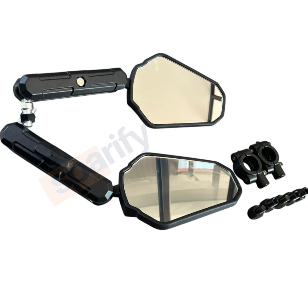 Double adventure 2.0 360 degree rotatable Side Mirror Adv (UNIVERSAL) compatible for all motorcycles  - Ideal for Road and Off Road Bikes
