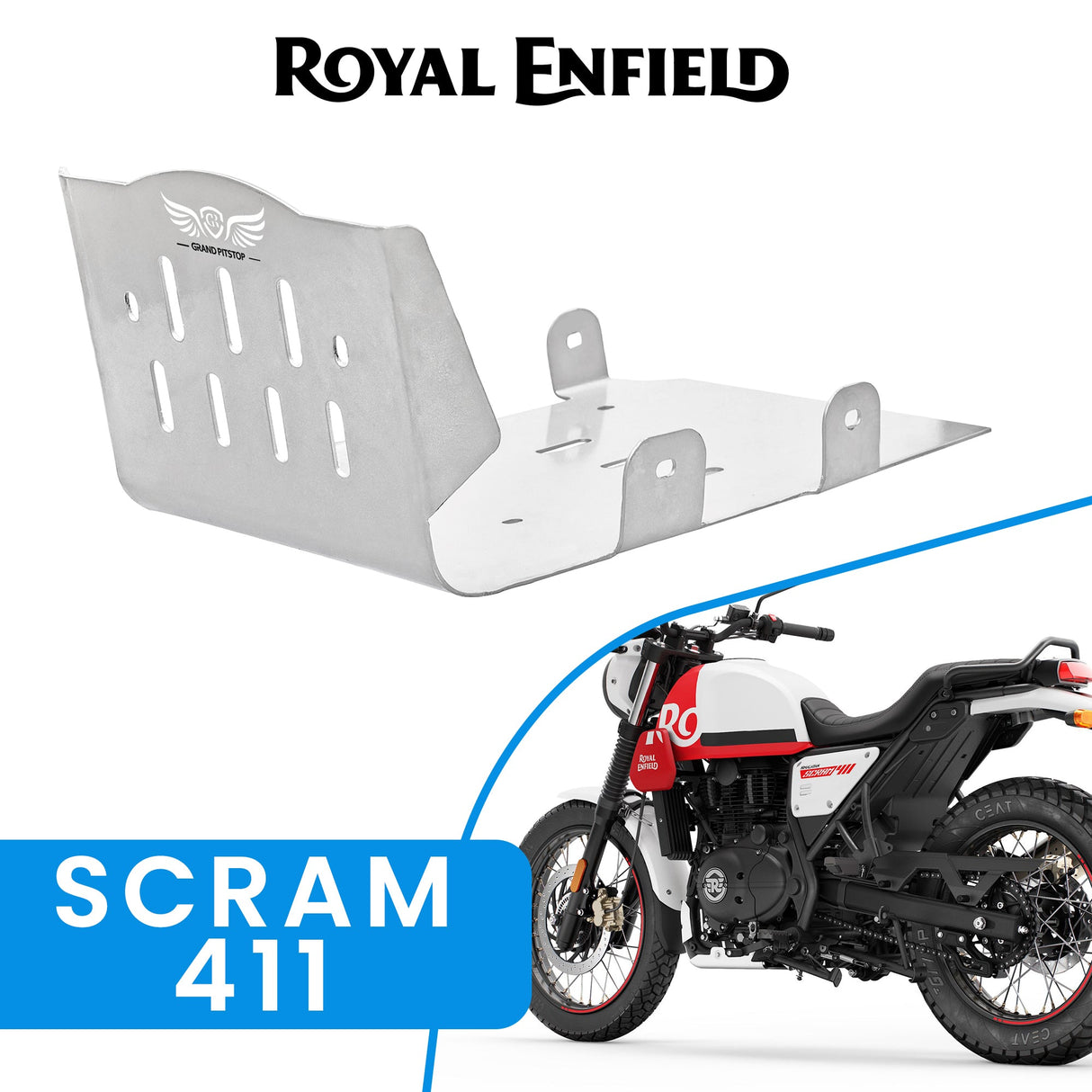 ALUMINIUM SUMPGUARD - Silver for Royal Enfield - SCRAM 411