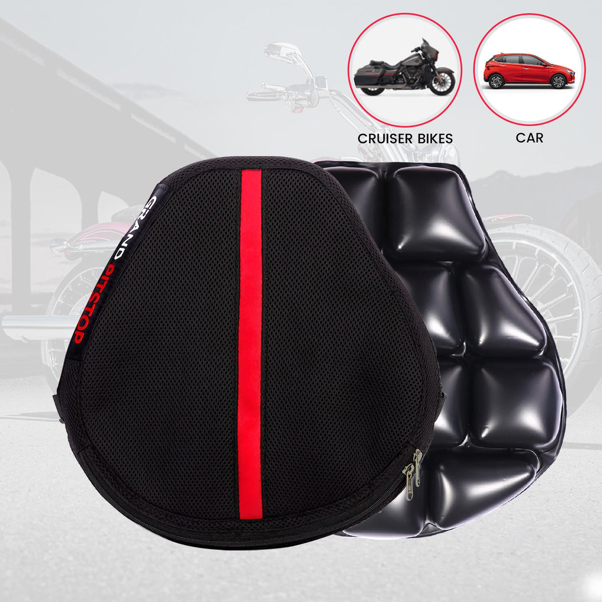 Air Comfy Seat Cushion for Medical, Offices, Home, Motorcycle and Car Lumbar Support - Cruiser Premium