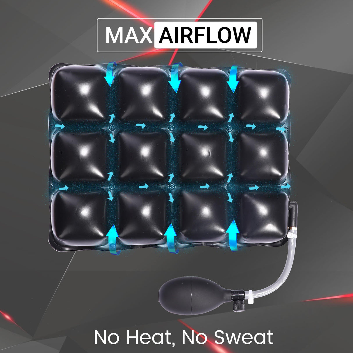 Air Comfy Seat Cushion for Medical, Offices, Home, Motorcycle and Car Lumbar Support - Pillion Premium with Pump