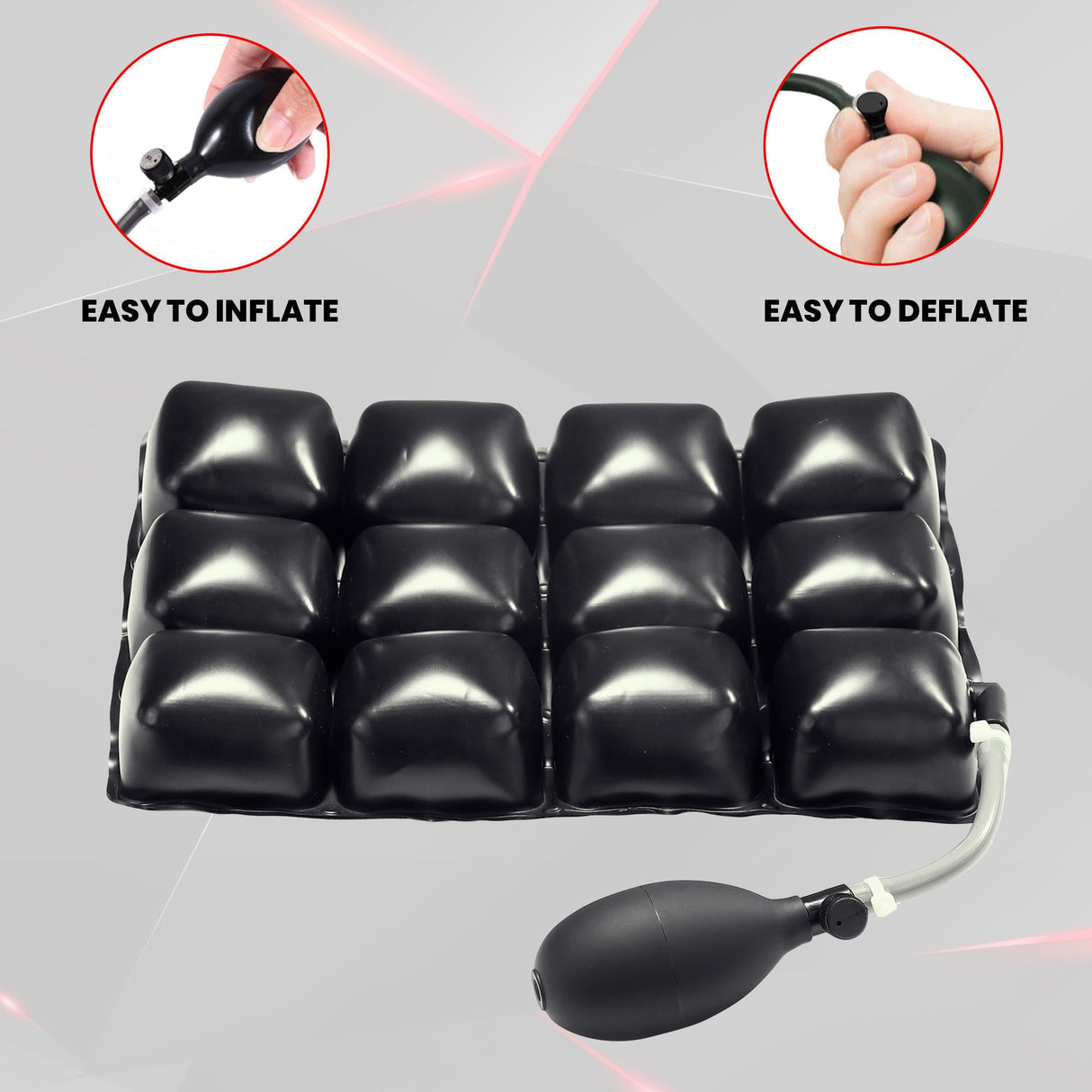 Air Comfy Seat Cushion for Medical, Offices, Home, Motorcycle and Car Lumbar Support - Pillion Premium with Pump