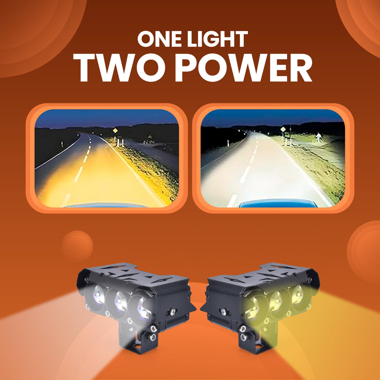 LGP DK300 Projector LED Fog Lamp for Bike (Pair) | Triple Lens, Dual Color (Yellow & White) | Waterproof, Universal Motorcycle Fit