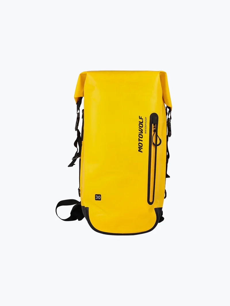 MOTOWOLF MDL0714 30L Motorcycle Cycling Backpack Waterproof PVC Large Shoulders Bag with External Elastic Net Pocket - Yellow