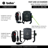 BOBO BM1 PRO Bike Phone Holder with USB 3.0 Charger & SAE Connector