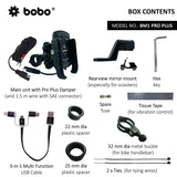 BOBO BM1 PRO PLUS Bike Phone Holder with Vibration Damper & USB 3.0 Charger