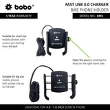 BOBO BM1 Bike Phone Mount with USB 3.0 Fast charger
