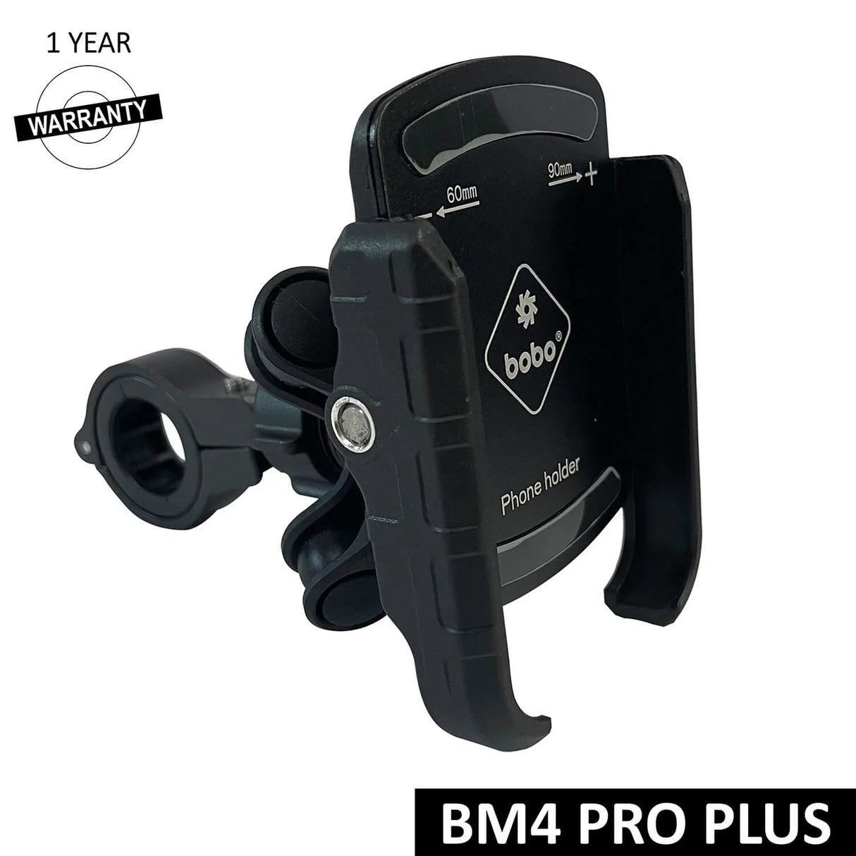 BOBO BM4 PRO Plus Jaw-Grip with PRO Plus Vibration Damper Waterproof Bike/Motorcycle/Scooter Mobile Phone Holder Mount, Ideal for Maps and GPS Navigation (Black)