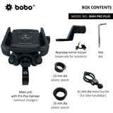 BOBO BM4 PRO Plus Jaw-Grip with PRO Plus Vibration Damper Waterproof Bike/Motorcycle/Scooter Mobile Phone Holder Mount, Ideal for Maps and GPS Navigation (Black)