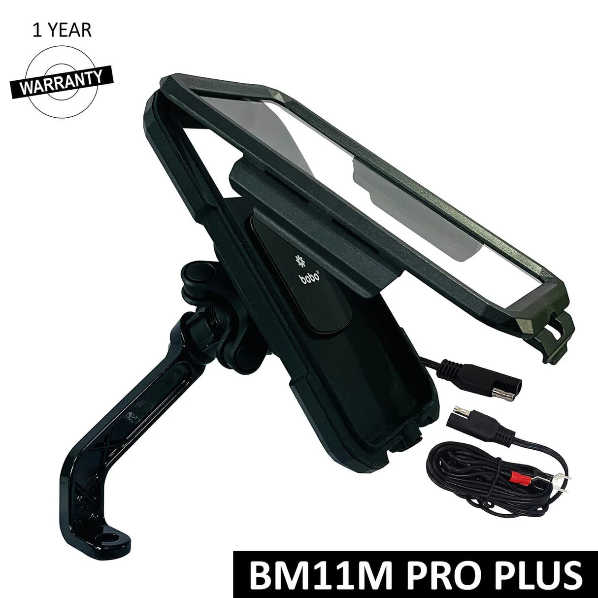 BOBO BM11H/M PRO PLUS Fully Waterproof Bike Phone Holder with PRO PLUS Vibration Damper with Fast 15W Wireless & USB-C Charger