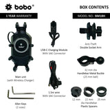 BOBO BM18H/M PRO Anti-Vibration Phone Mount with 15W Wireless Charger & USB-C Charging