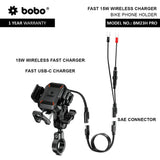 BOBO BM23H/M PRO Bike Phone Holder with Wireless & 36W USB-C Charging and Anti Vibration
