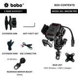 BOBO BM23H/M PRO Bike Phone Holder with Wireless & 36W USB-C Charging and Anti Vibration