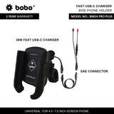 BOBO BM24 PRO PLUS Quick Release Bike Phone Holder with 36W USB-C Charger