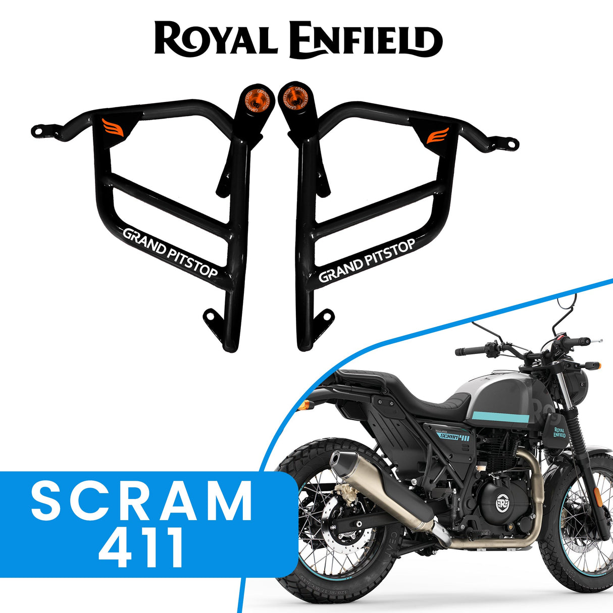CRASH GUARD (PAIR) - Black for Royal Enfield - SCRAM 411