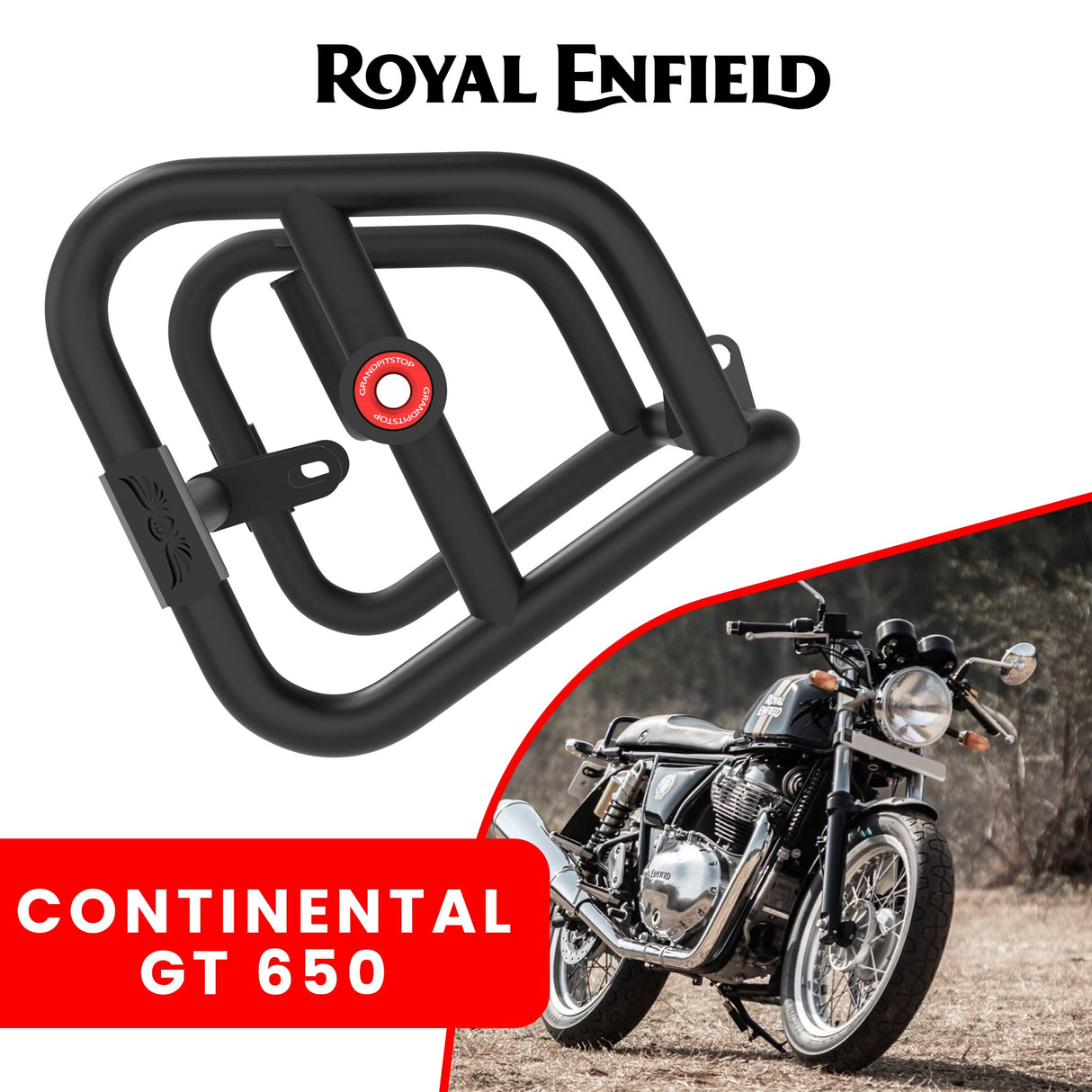 CRASH GUARD (PAIR) - Black for Royal Enfield - CONTINENTAL GT