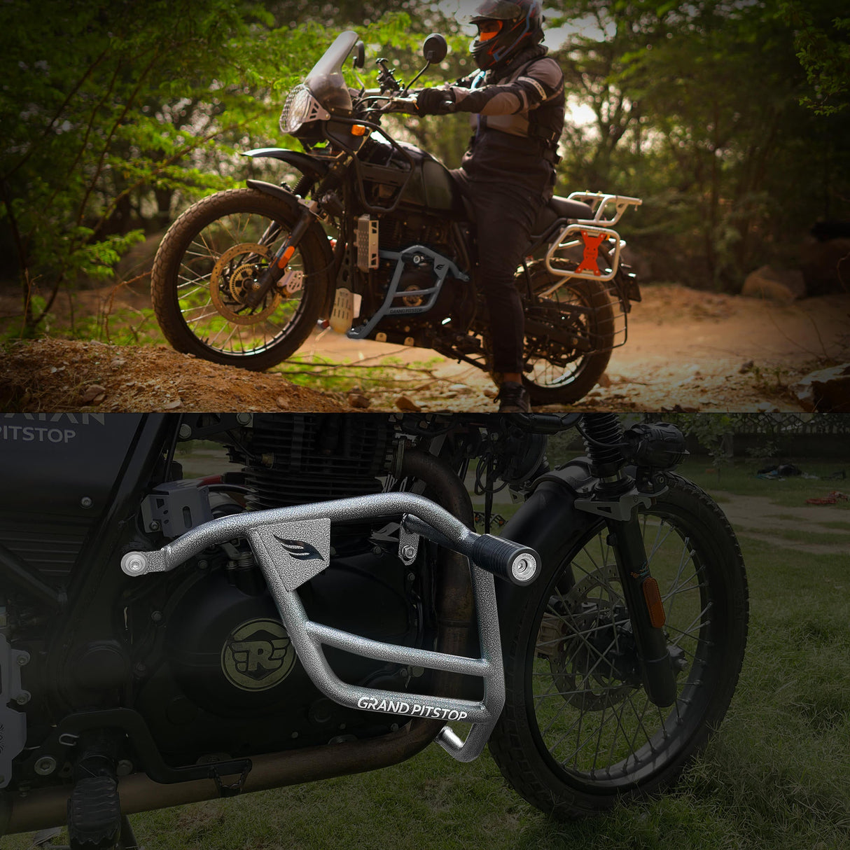 Crash Guard with Slider For Royal Enfield Himalayan-Antique Silver