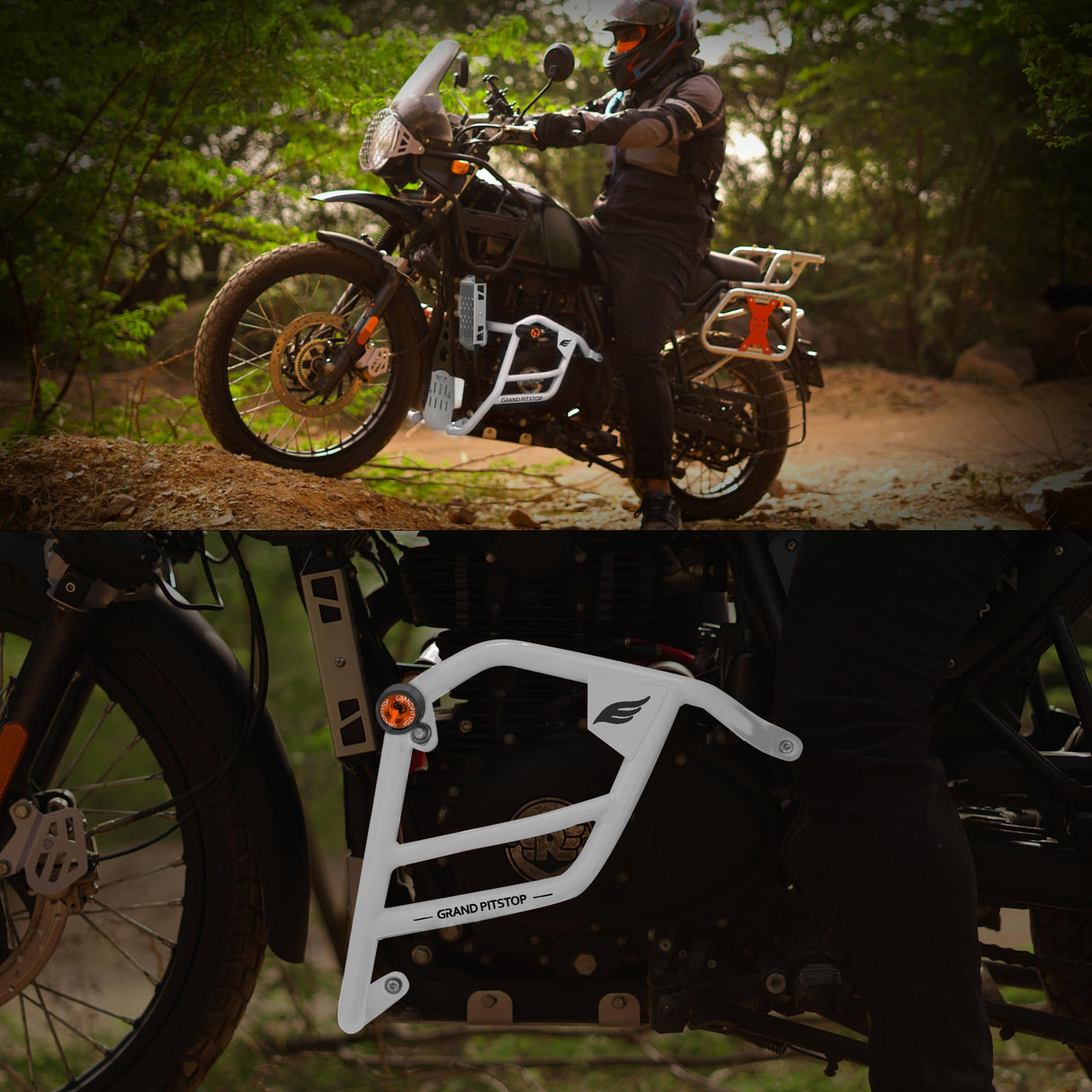 Crash Guard with Slider For Royal Enfield Himalayan-Silver