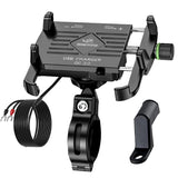 Claw with Jaw Grip Aluminium Mobile Holder with Charger - Black