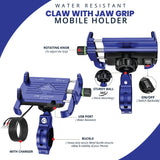 Claw with Jaw Grip Aluminium Mobile Holder with Charger - Blue