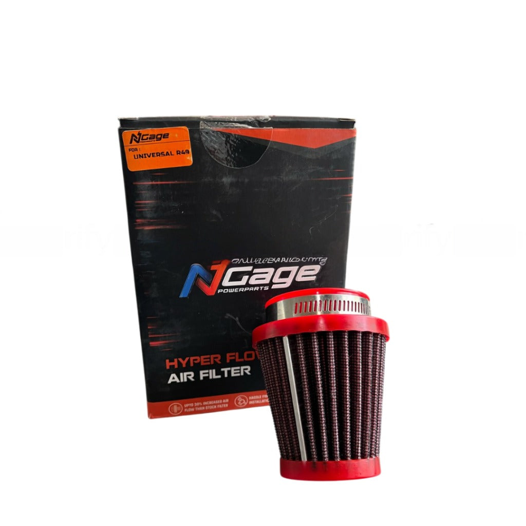 CONICAL | HYPERFLOW AIR FILTER | FOR 150/200 CC SEGMENT |UNIVERSAL MOTORCYCLE WITH 49MM - NGAGE POWERPARTS