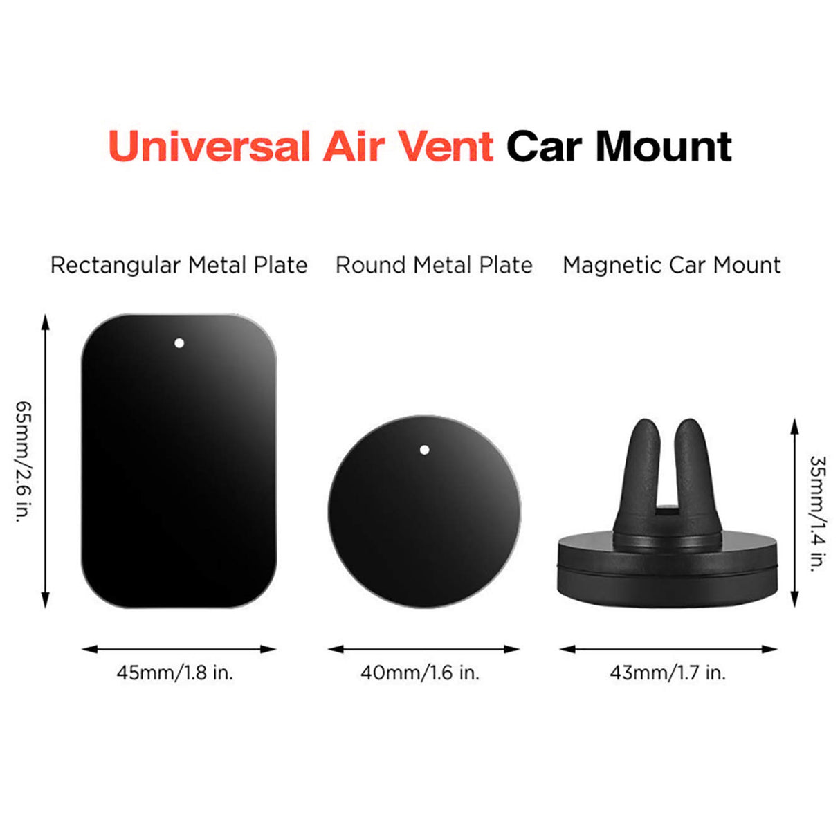 Universal Magnetic Air Vent Mount Car Mobile Holder - Set of 2 - Black
