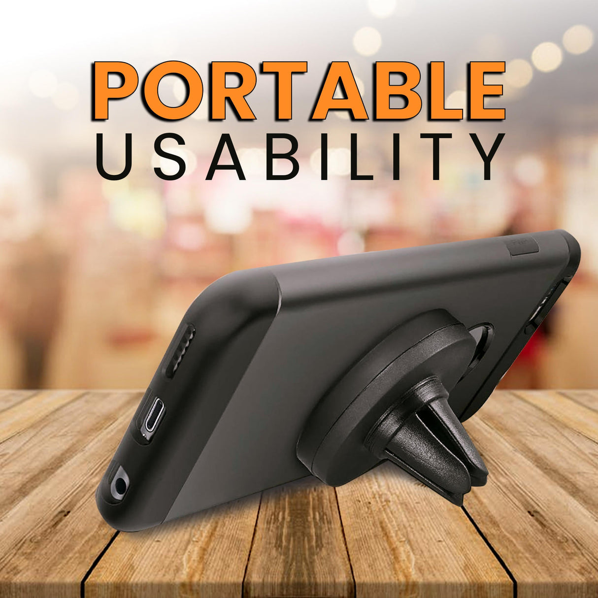 Universal Magnetic Air Vent Mount Car Mobile Holder - Set of 2 - Black