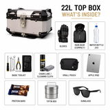 TAANC Urban Swift Top Box – Aero Silver | 22L Compact Motorcycle Storage Box for Daily Use
