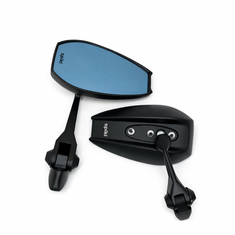 SPIKI Napoleon Ray Mirrors (Pair) | Anti-Glare Oval Mirrors with Short Stem | Anti-Shock | Universal Fit for Motorcycles & Scooters