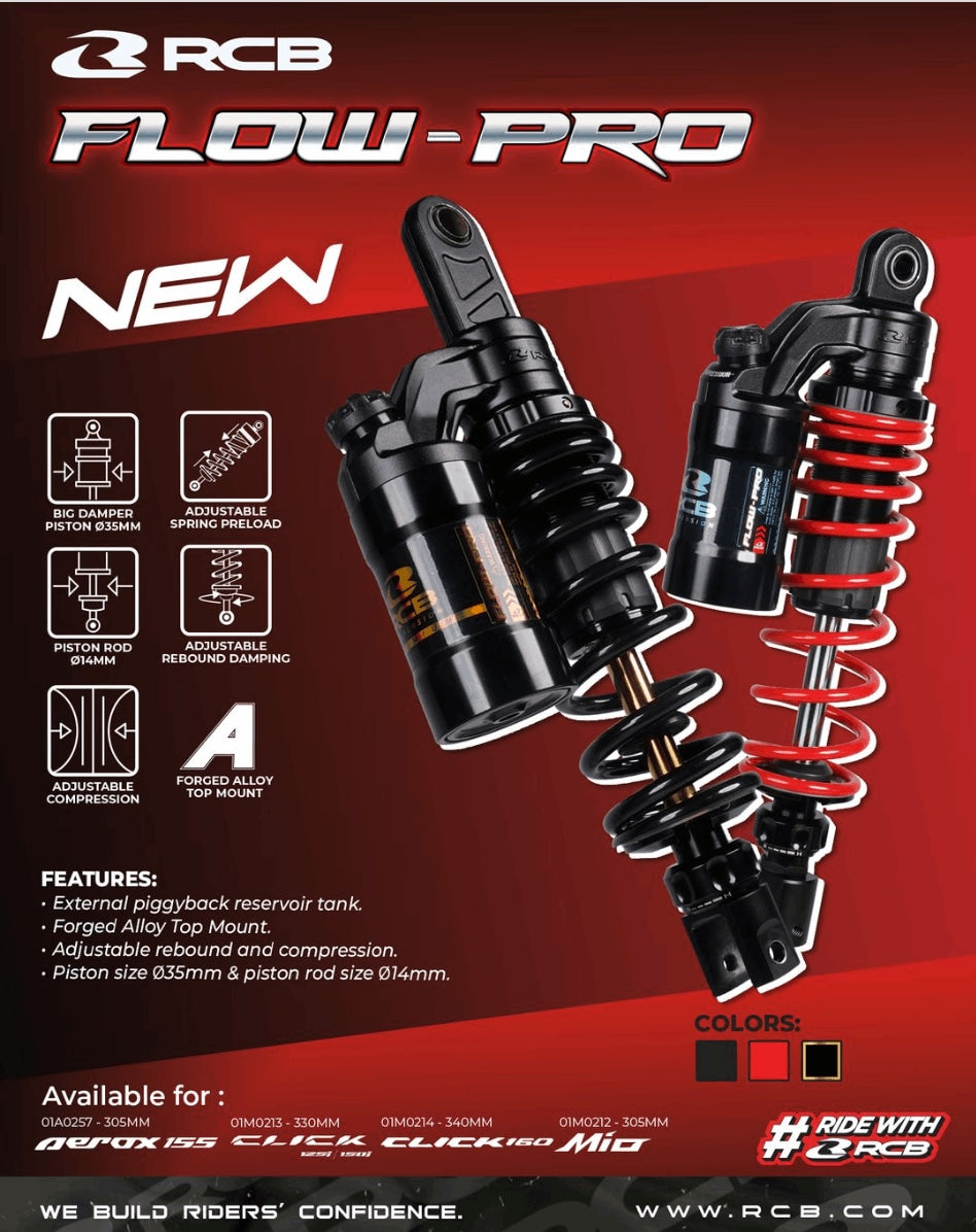 RCB SHOCK ABSORBER AEROX 305MM FLOW PRO 01A0257