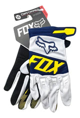 DIRTPAW Motocross Gloves  F.O.X  - White blue yellow