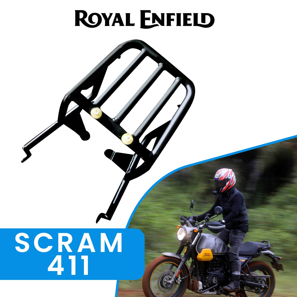 EXTENDED TOP RACK WITHOUT PLATE - Black for Royal Enfield - SCRAM 411