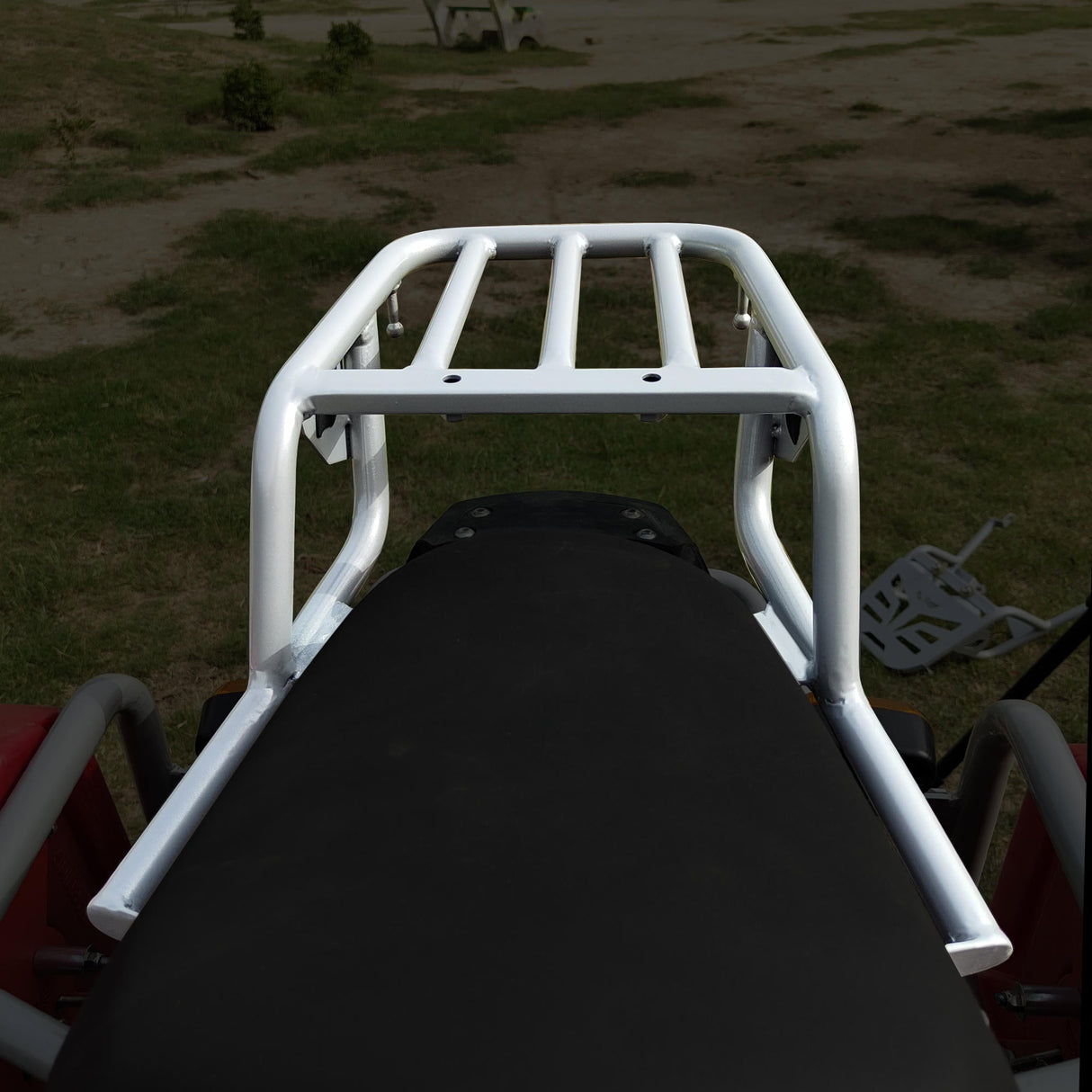 Extended Top Rack-Carrier without Plate, compatible with Pillion Backrest For Royal Enfield Himalayan-Silver