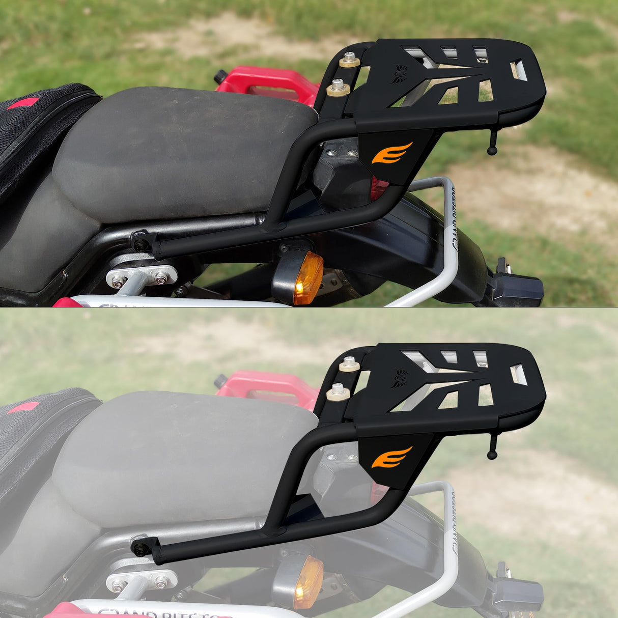 Extended Top Rack-Carrier with Plate, compatible with Pillion Backrest For Royal Enfield Himalayan-Black